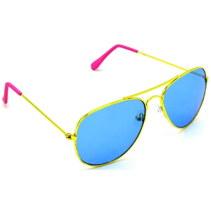 Hrinkar Blue Pilot Sunglasses Styles Golden Frame Glasses for Men & Women - HRS32