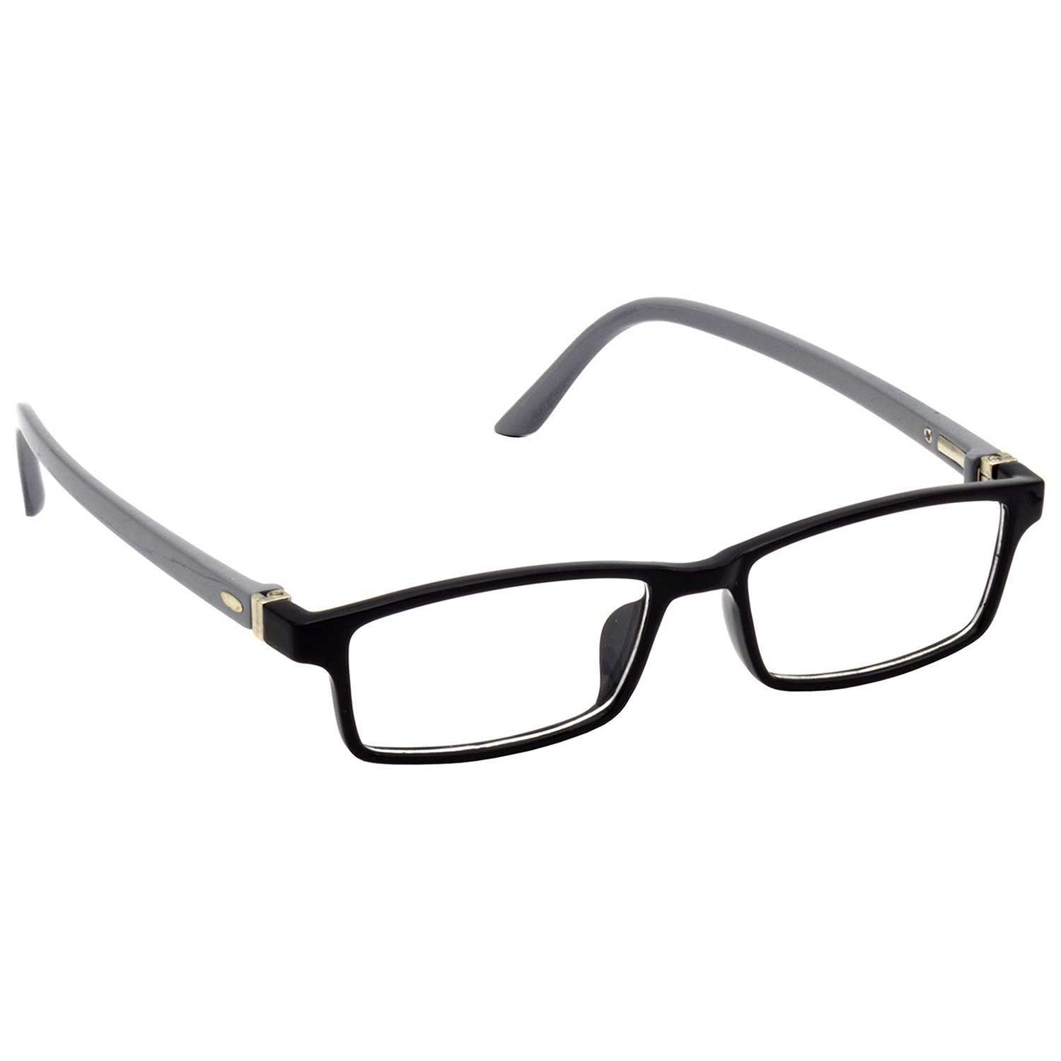 Hrinkar Trending Eyeglasses: Black and Grey Rectangle Optical Spectacle Frame For Kids Boy & Girl |HFRM-BK-GRY-18