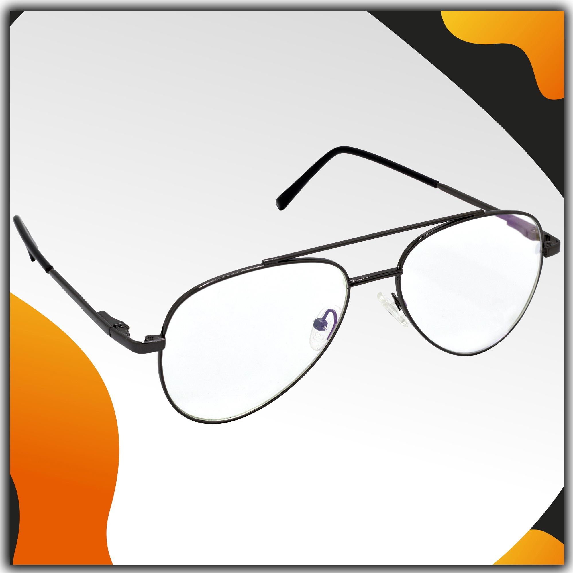 Hrinkar Trending Eyeglasses: Grey Pilot Optical Spectacle Frame For Men & Women |HFRM-GRY-19012