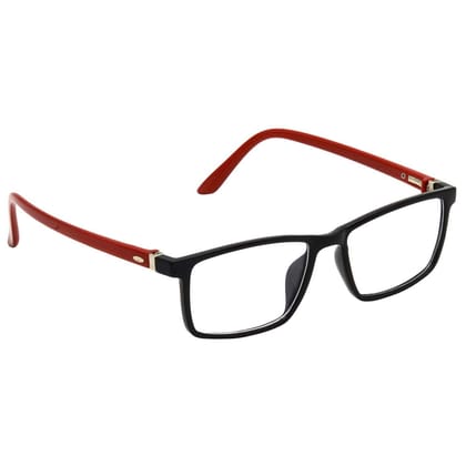 Hrinkar Trending Eyeglasses: Red and Black Rectangle Optical Spectacle Frame For Men & Women |HFRM-BK-RD-16