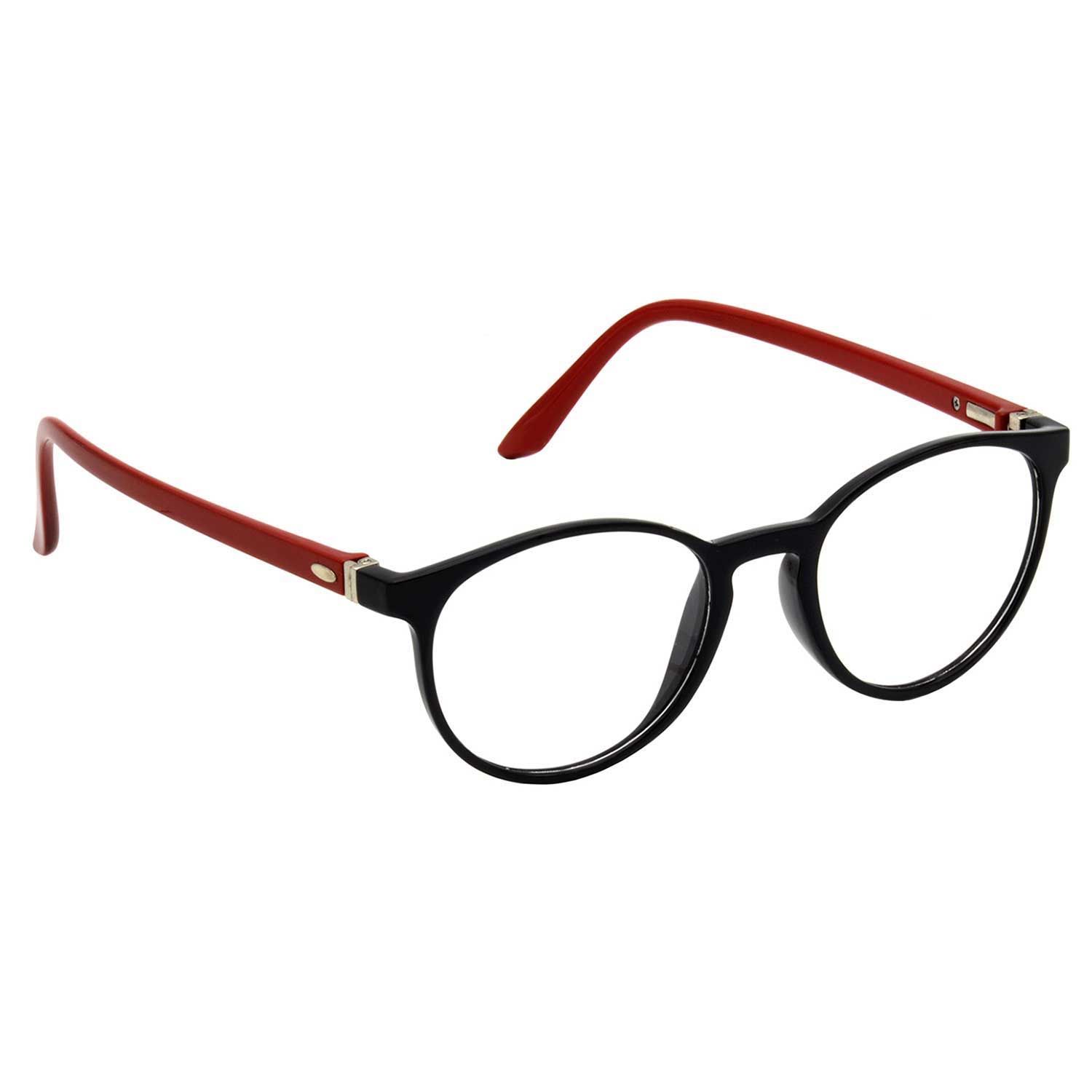 Hrinkar Trending Eyeglasses: Red and Black Oval Optical Spectacle Frame For Men & Women |HFRM-BK-RD-14