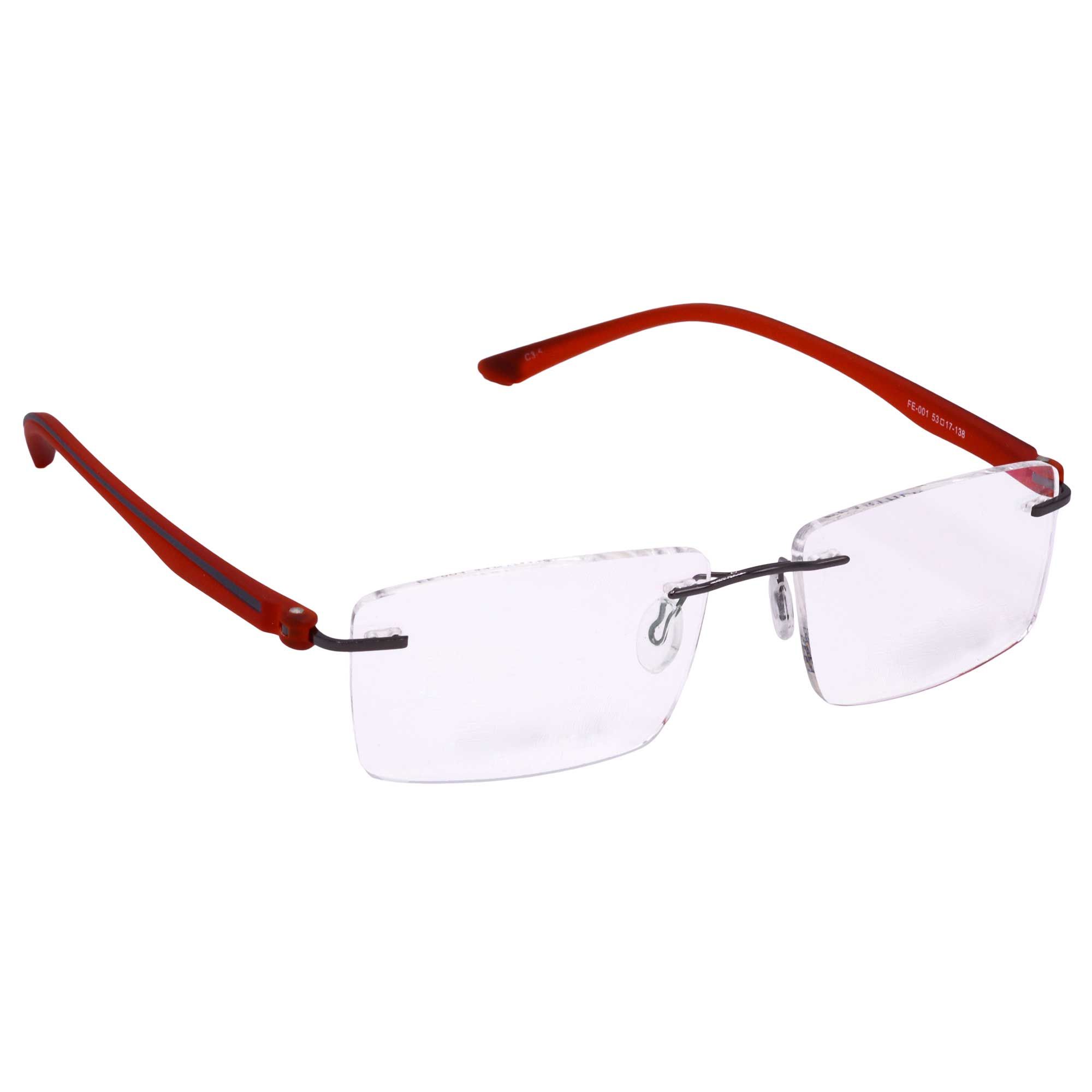 Hrinkar Trending Eyeglasses: Red and Grey Rectangle Optical Spectacle Frame For Men & Women |HFRM101-RD-GRY-GRY