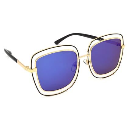 Hrinkar Multicolor Over-sized Sunglasses Styles Multicolor Frame Glasses for Women - HRS329-GLD-BLU