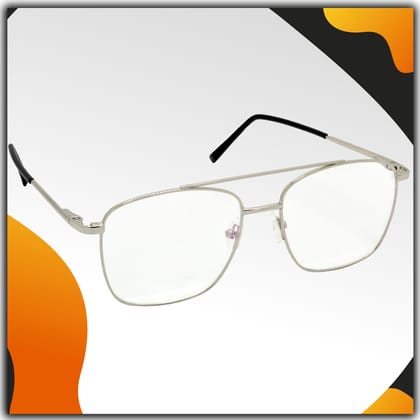 Hrinkar Trending Eyeglasses: Silver Rectangle Optical Spectacle Frame For Men & Women |HFRM-SLVR-19009