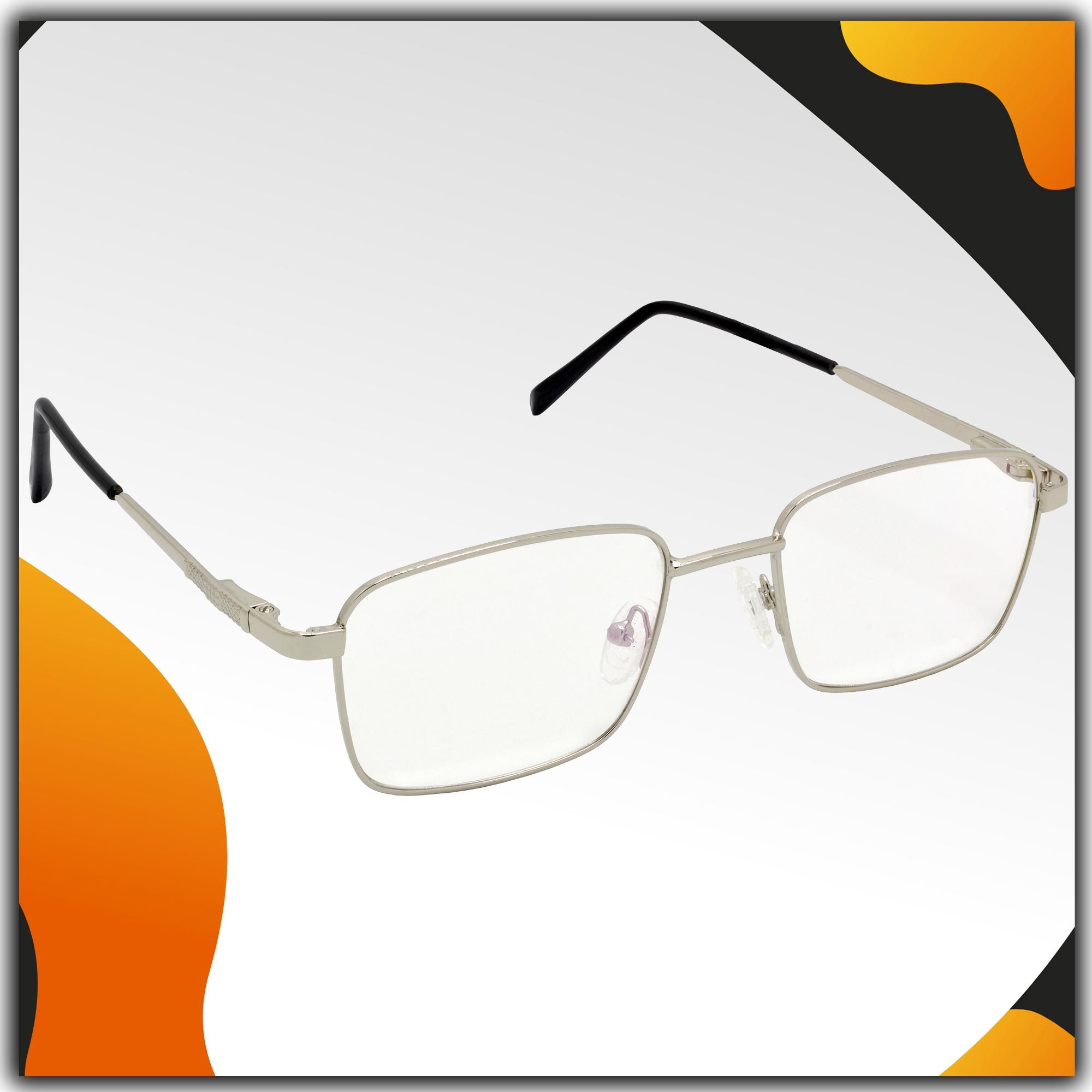 Hrinkar Trending Eyeglasses: Silver Rectangle Optical Spectacle Frame For Men & Women |HFRM-SLVR-19020