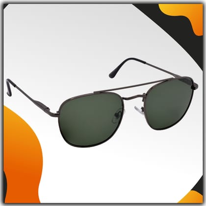 Stylish Round Full-Frame Metal Polarized Sunglasses for Men and Women | Green Lens and Grey Frame | HRS-KC1020-GRY-GRN-P