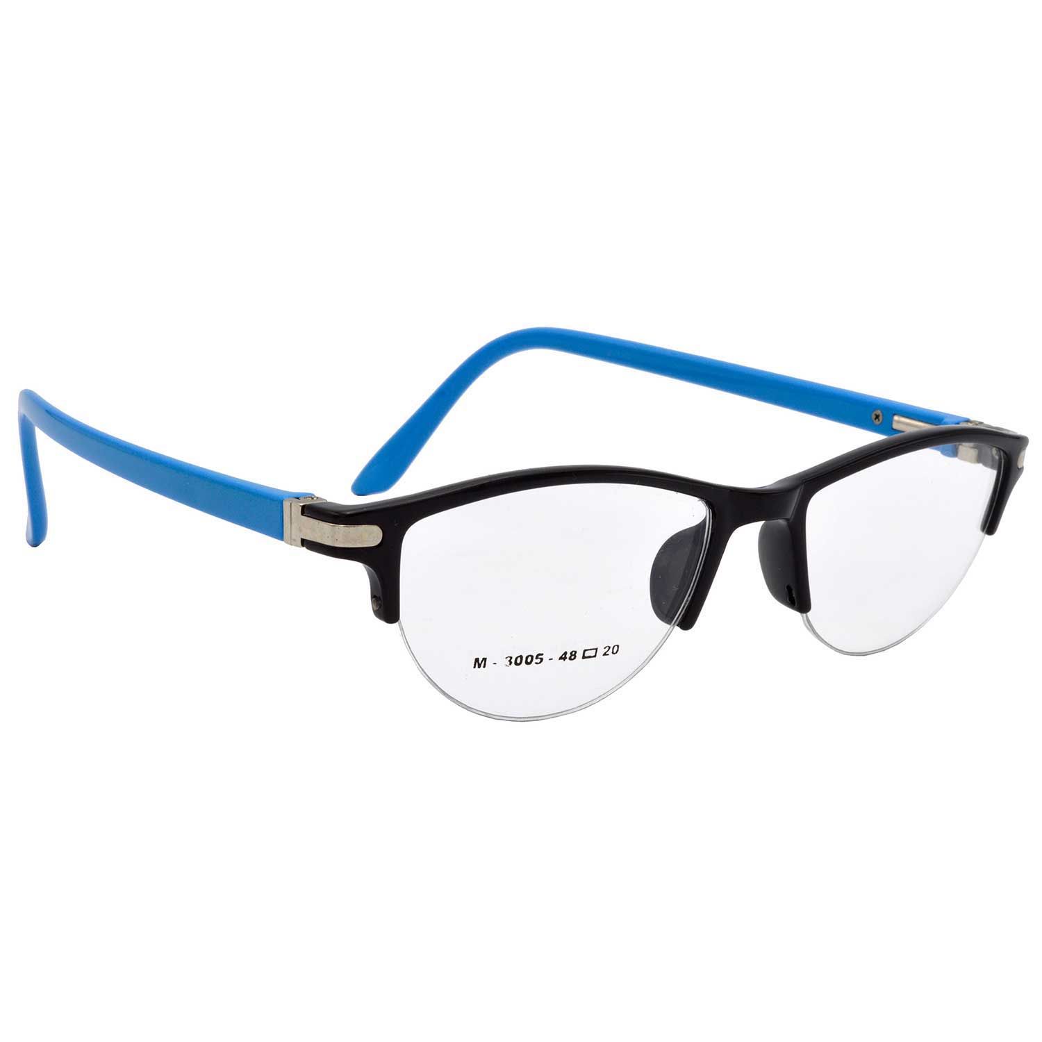 Hrinkar Trending Eyeglasses: Black and Blue Oval Optical Spectacle Frame For Women |HFRM3007-BK-LBU