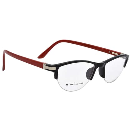 Hrinkar Trending Eyeglasses: Black and Red Oval Optical Spectacle Frame For Women |HFRM3007-BK-RD