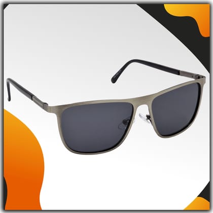 Stylish Pilot Full-Frame Metal Polarized Sunglasses for Men and Women | Black Lens and Steel Grey Frame | HRS-KC1005-LGRY-BK-P