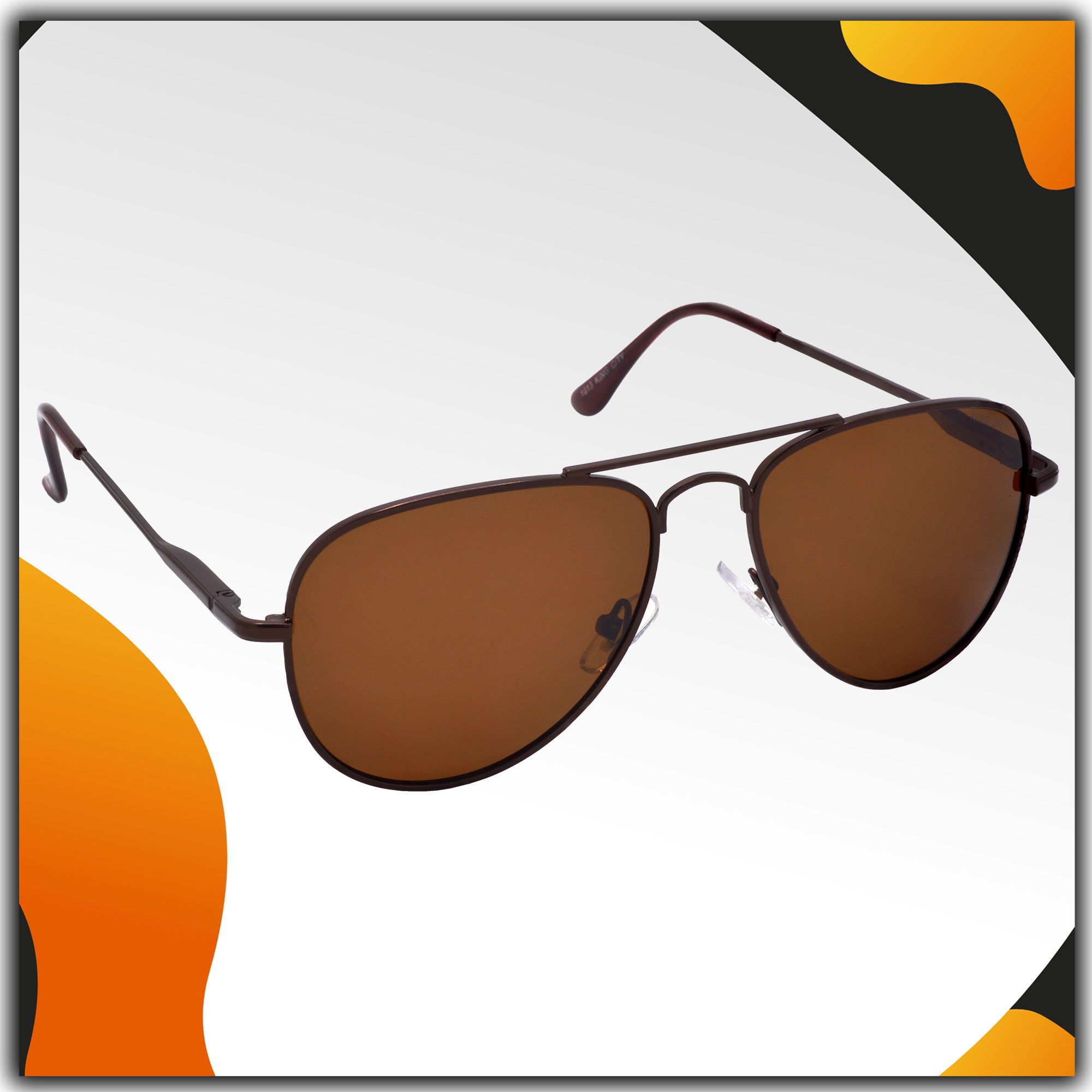 Stylish Pilot Full-Frame Metal Polarized Sunglasses for Men and Women | Brown Lens and Brown Frame | HRS-KC1013-BWN-BWN-P