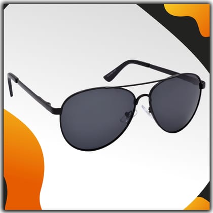 Stylish Pilot Full-Frame Metal Polarized Sunglasses for Men and Women | Black Lens and Black Frame | HRS-KC1015-BK-BK-P