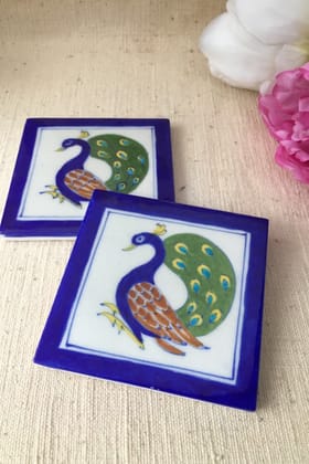 RAM GOPAL BLUE POTTERY HANDCRAFTED TILE (SET OF 2)