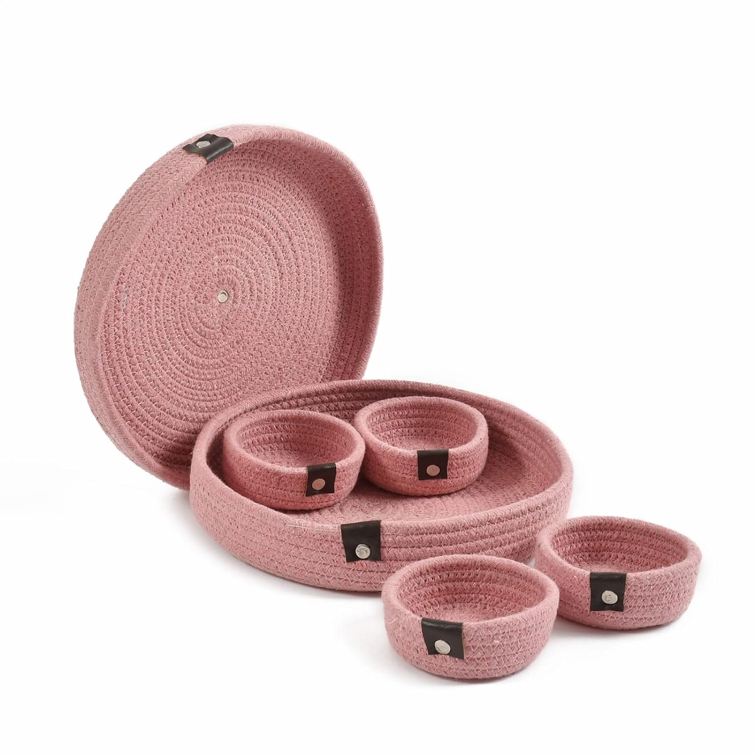 Jodhpur Rug's  Mini Rope Storage Natural Handwoven Jute Shelf Round Dry Fruit Container Tray For Your Home & Kitchen