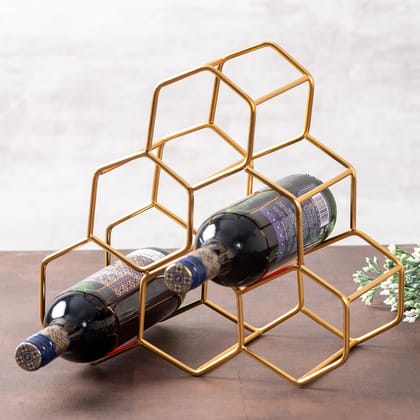 Genus 6 Bottle Wine Rack in Gold Color