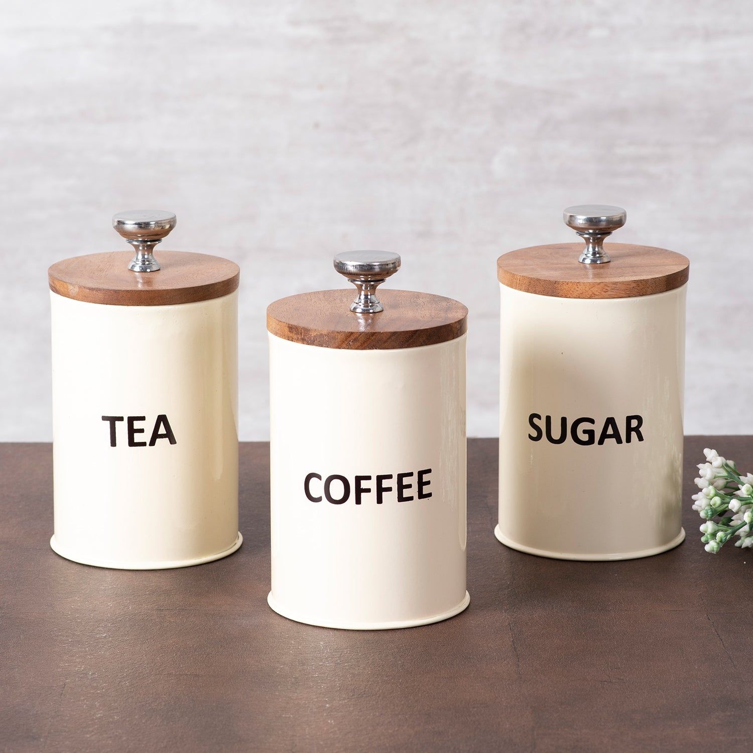 Cache Kitchen Canister Jars Cream - Set of 3