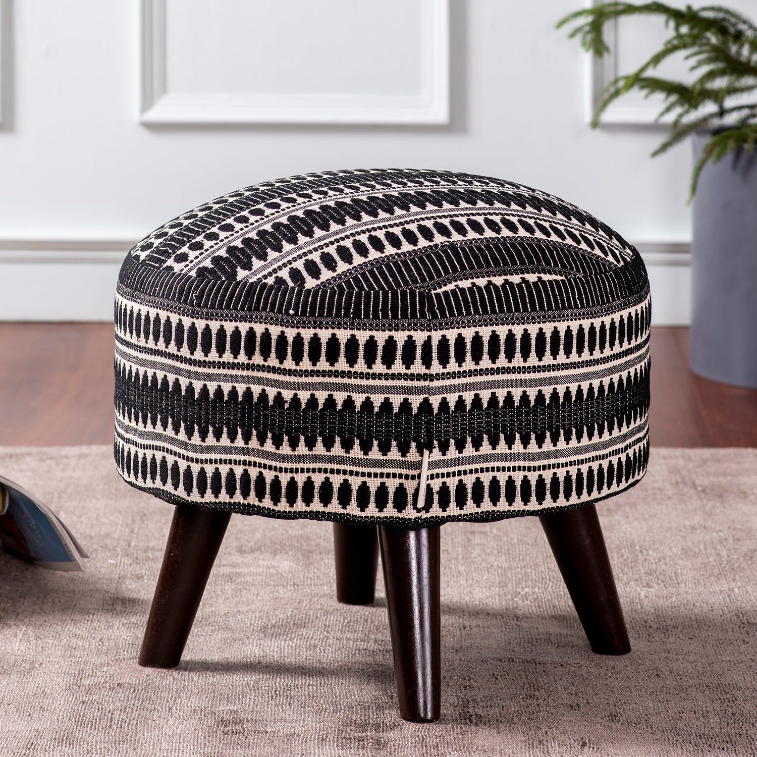 Black & White Bohemian Ottoman