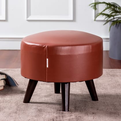 Axel Leatherette Wooden Ottoman in Tan Color