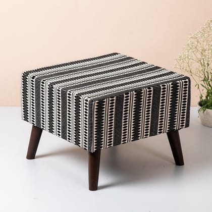 Bohemian Jacquard Wooden Bench in Black & White Color Set of 2