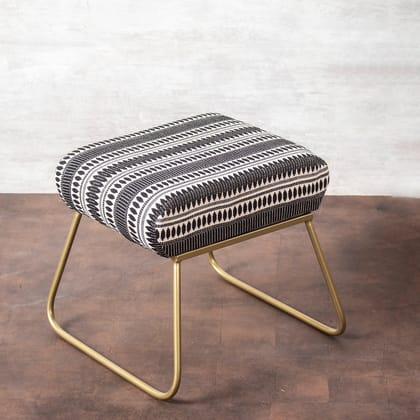 Bohemian Jacquard Metallic Stool in Black & White Color Set of 2