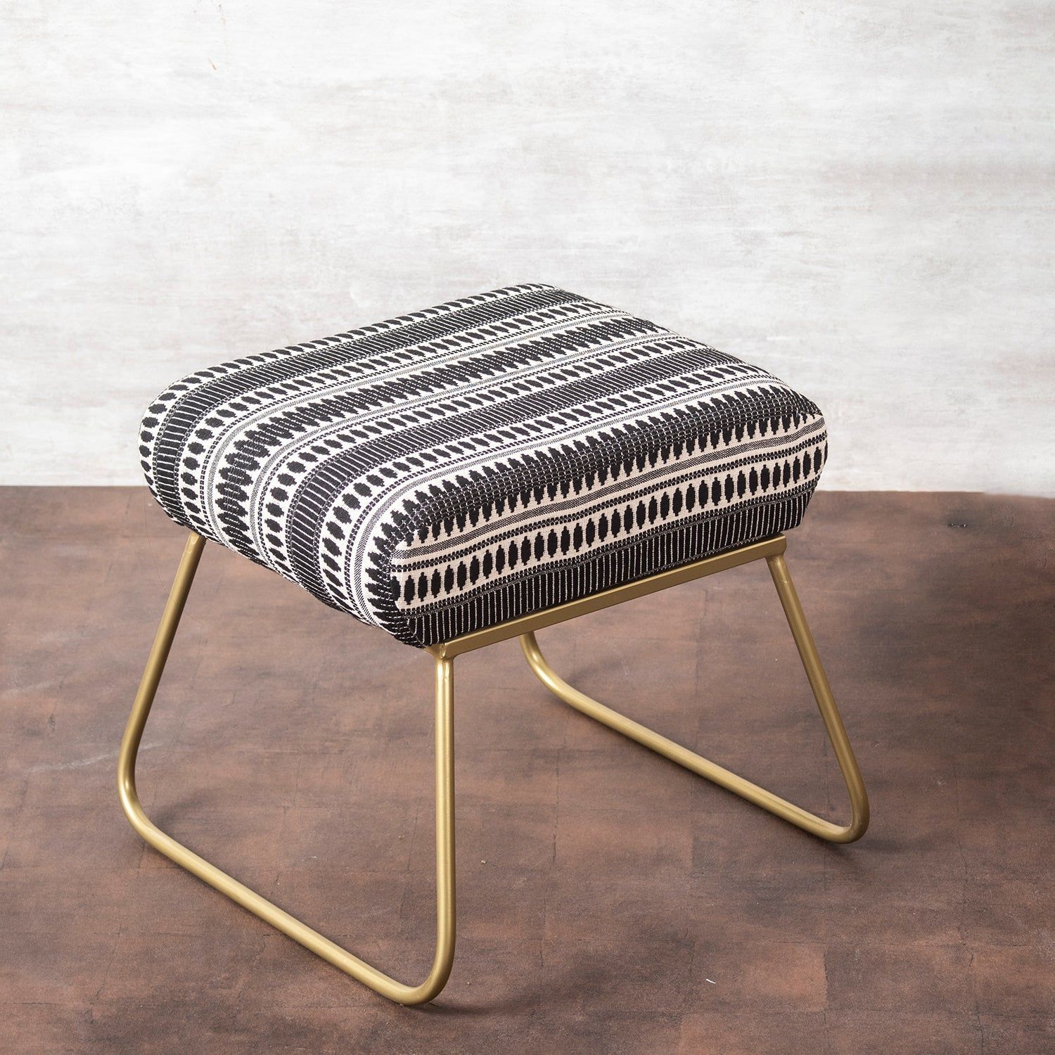 Bohemian Jacquard Metallic Stool in Black & White Color Set of 2