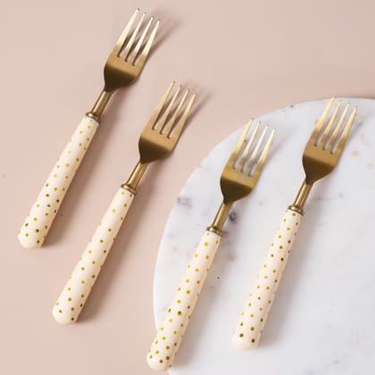 Polka Play Forks (Gold) - Set Of 4