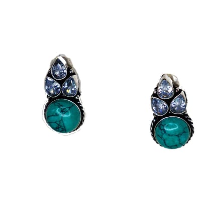 iha Vintage Ferozi Oxidized Earrings | Cluster Earrings|Fashion Jewellery|Handcrafted|Designer Earrings for Women and Girls