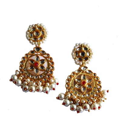 iha Pearl Jadau Chandbali Earrings|Fashion Jewellery|Earrings for Women and Girls