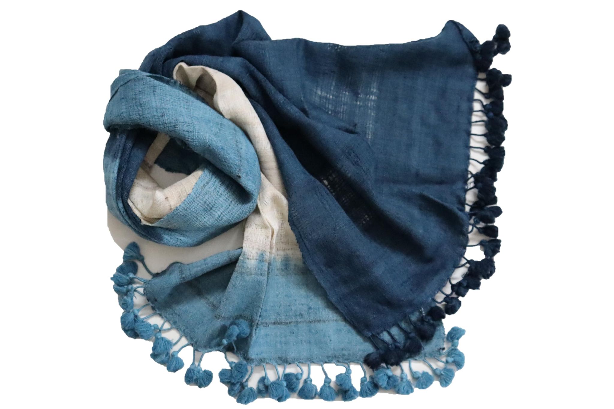 SoulShoppr Handloom Stole - Indigo Ombre