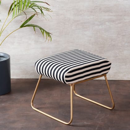 Zebra Fabric Metallic Stool in Black & White Color