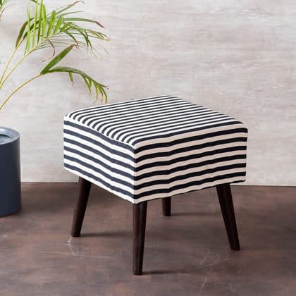 Zebra Fabric Wooden Bench in Black & White Color