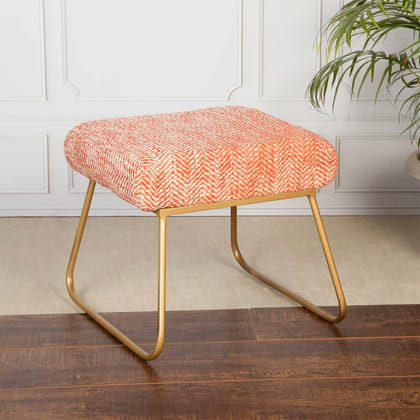 Bohemian Jacquard Metallic Stool in Orange Slub