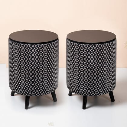 Blue Diamond Storage Ottoman Set of 2