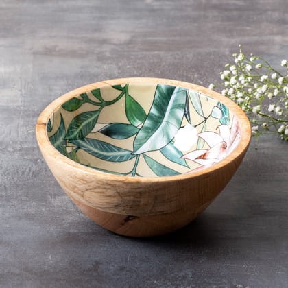 Tropical Wooden Serving Bowl