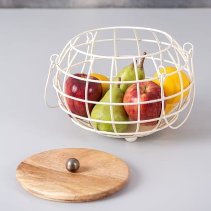 Cache wire basket with lid in White Color