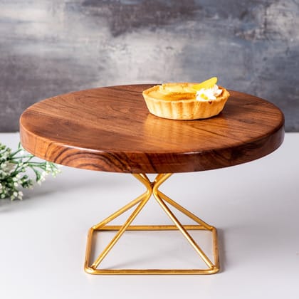 Vidorra Teak Wood Cake Stand Gold