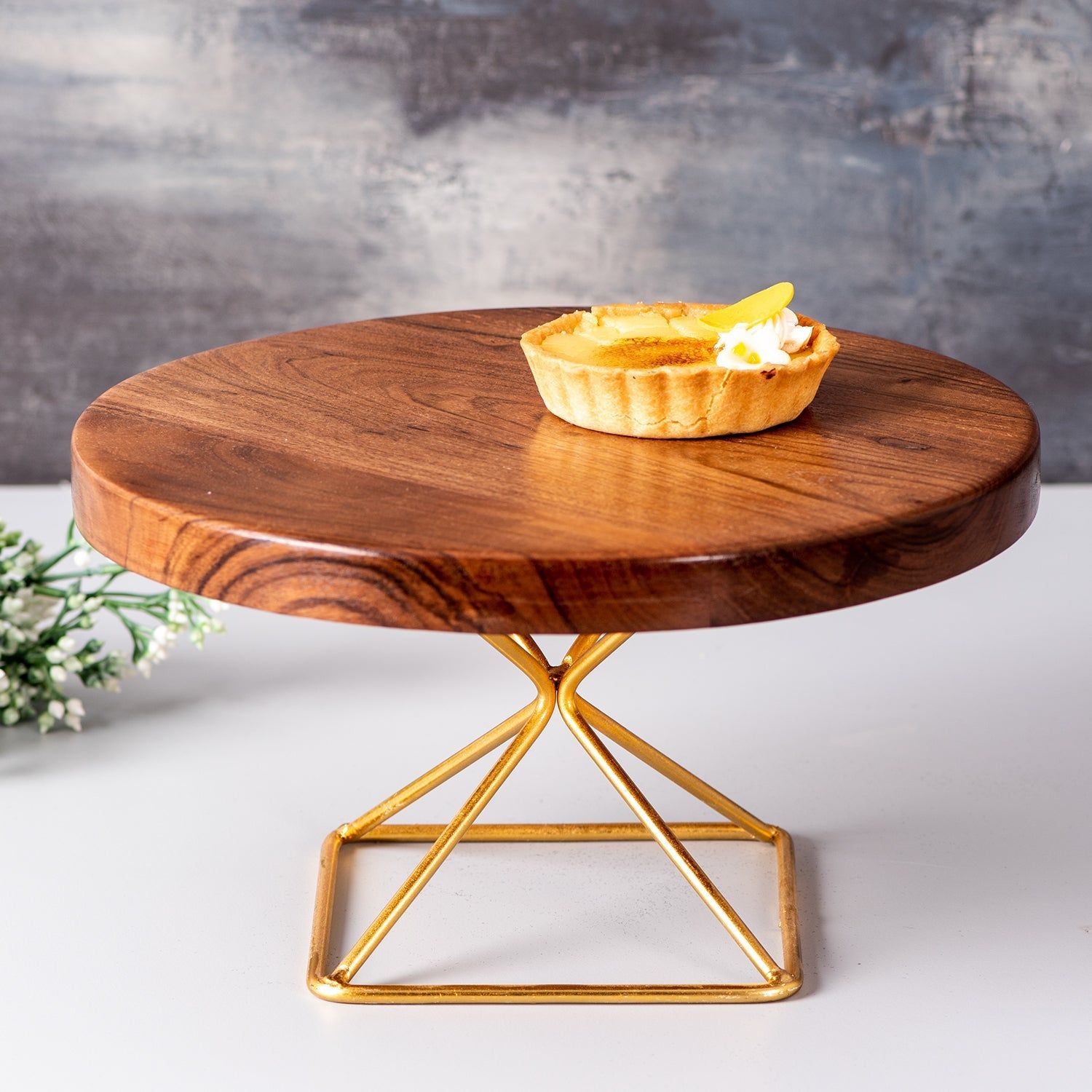 Vidorra Teak Wood Cake Stand Gold