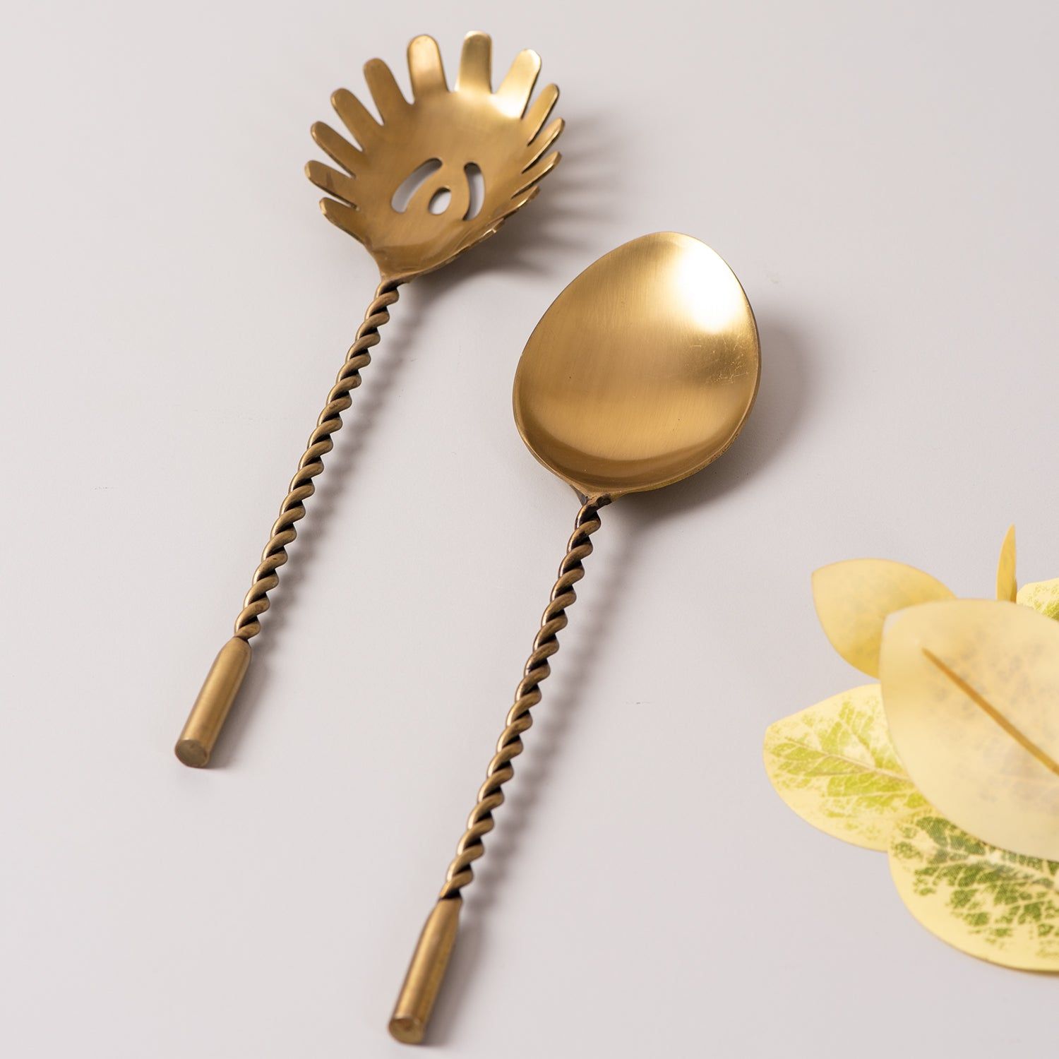 Twisted Love Salad Serving Spoon (Gold) - Set Of 2