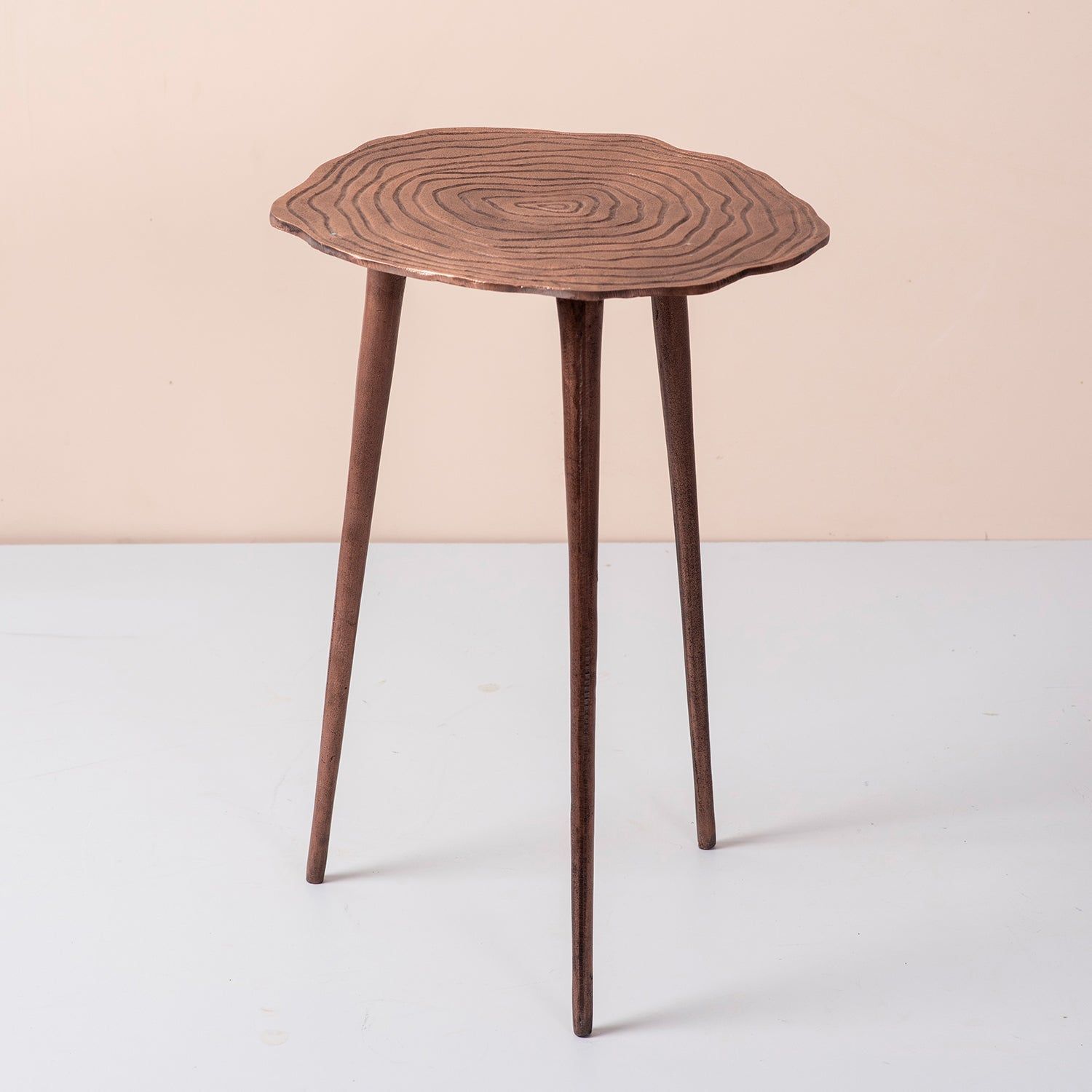 Cosmo Aluminium Floral End Table in Copper Color