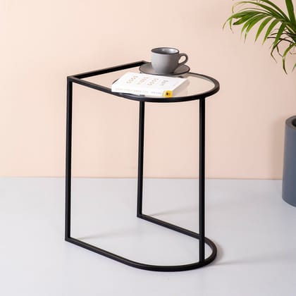 Contemporary Metallic Magazine End Table in Black Color