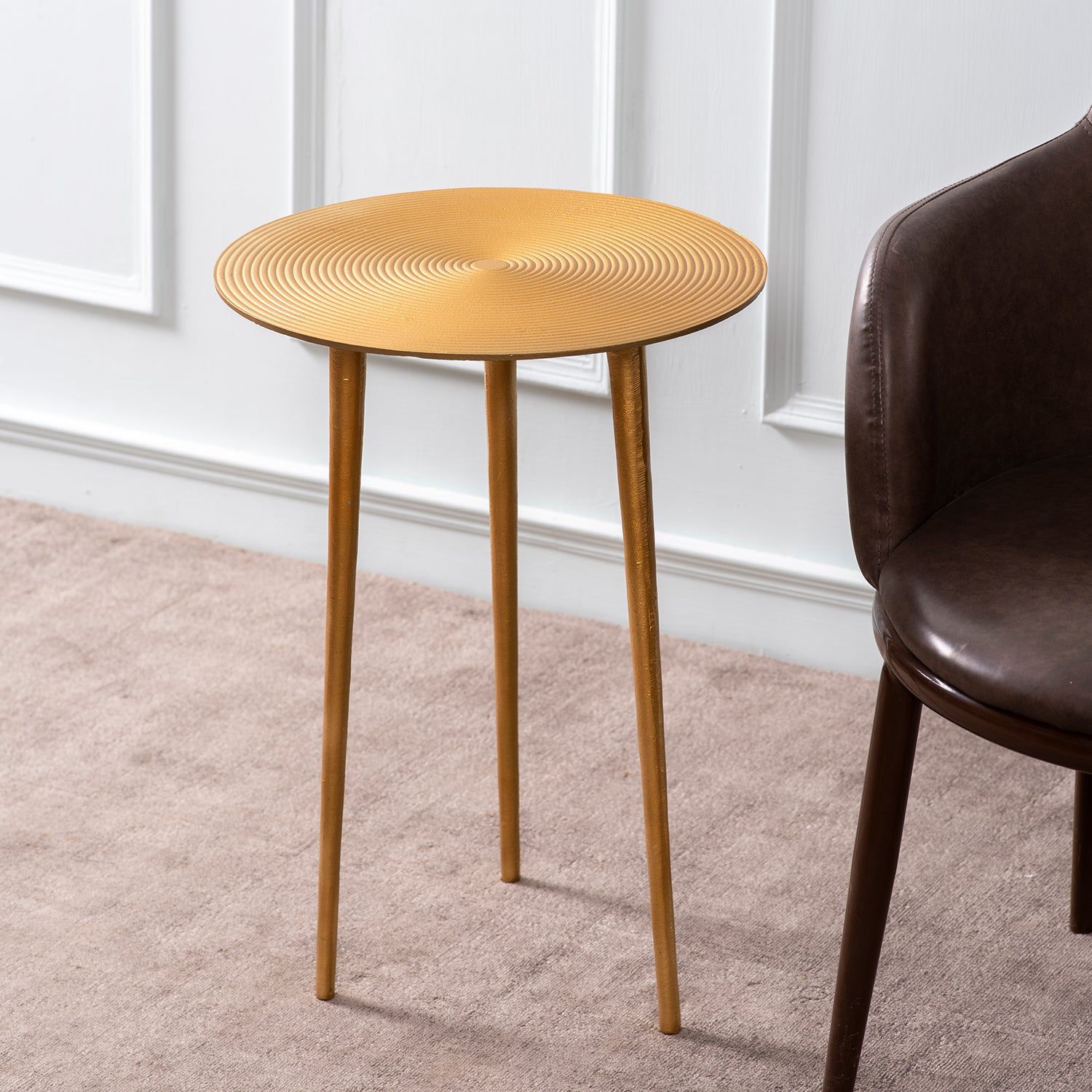 Cosmo Aluminium Rings End Table in Gold Color