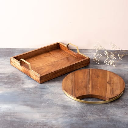 Teak Wood Serving Platter & Tray