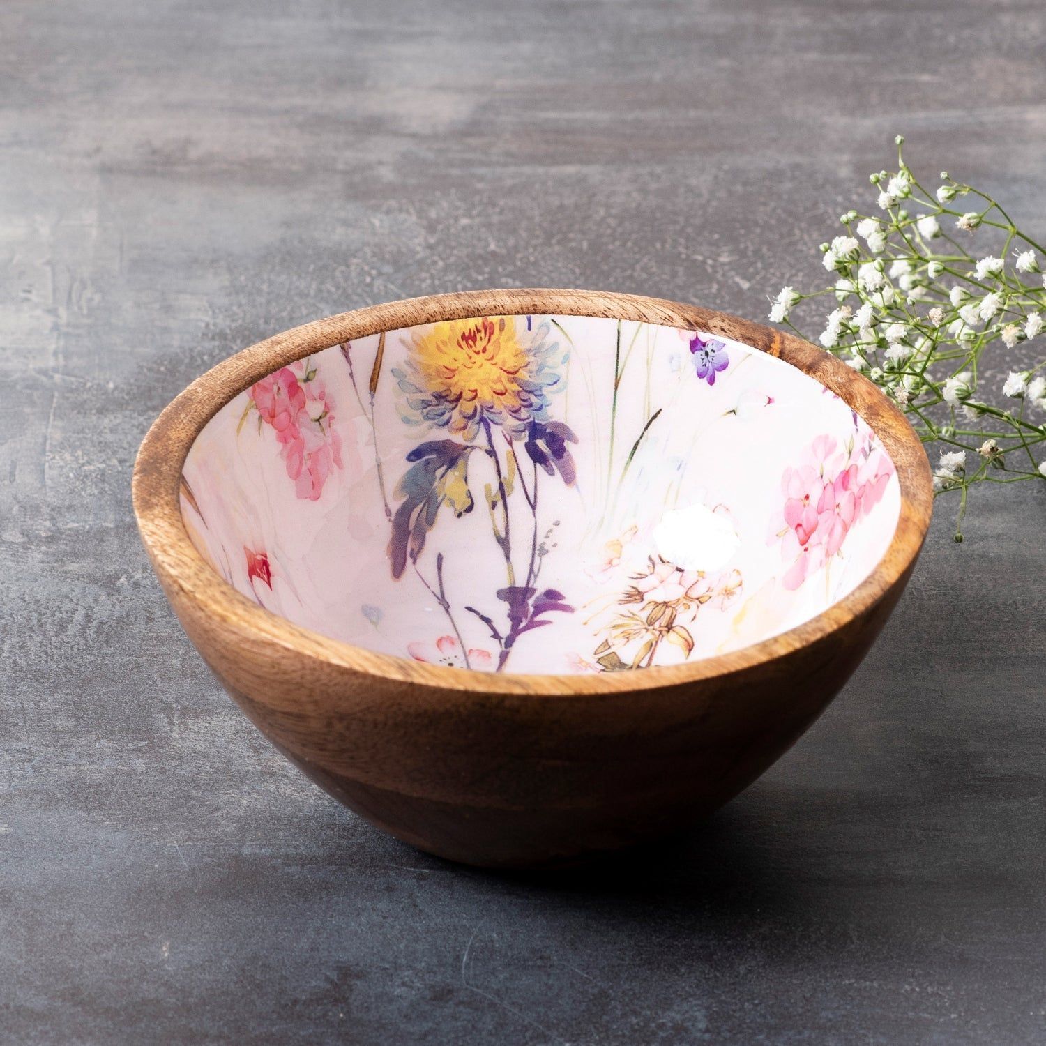 Pink Printed Serving Bowl