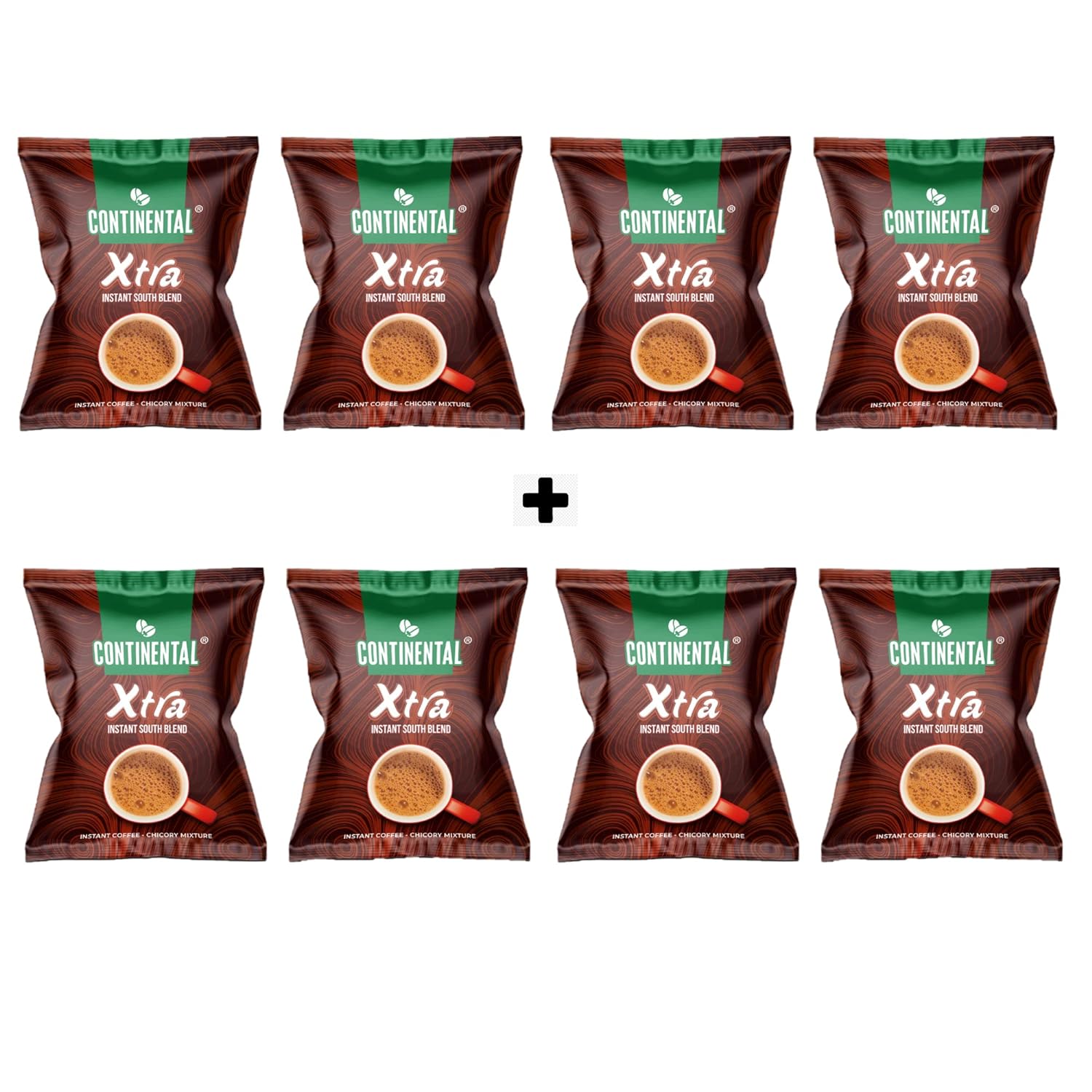 Continental Coffee XTRA Coffee Powder 50g Pouch | BUY 4 + GET 4 FREE | PACK OF 8 | Strongest Instant Coffee | 400g (50g*8), Bag