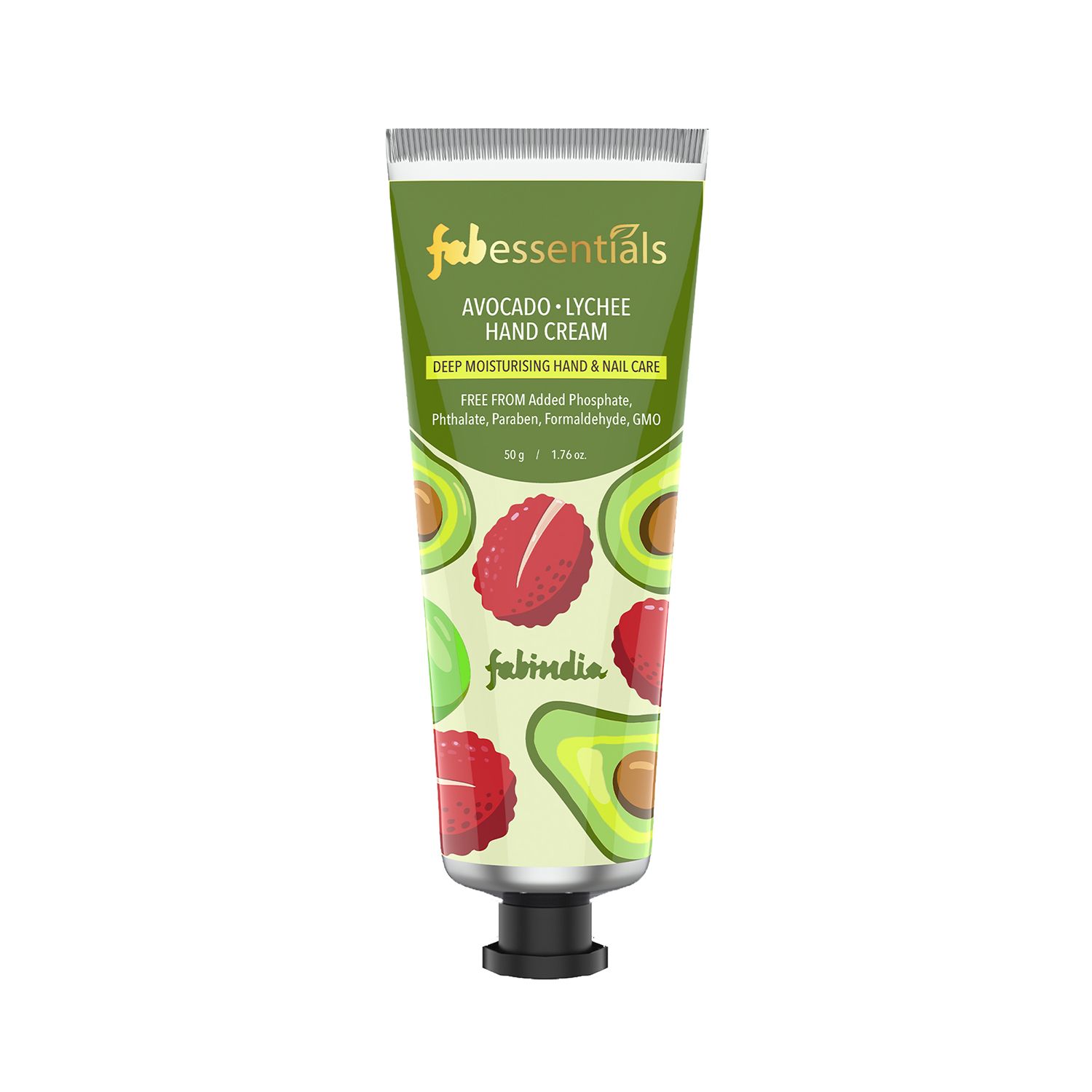 Fabessentials Avacado Lychee Hand Cream | with the Goodness of Vitamin E | Deep Moisturising Hand & Nail Care | Moisturises & makes Hands Soft & Supple - 50 gm