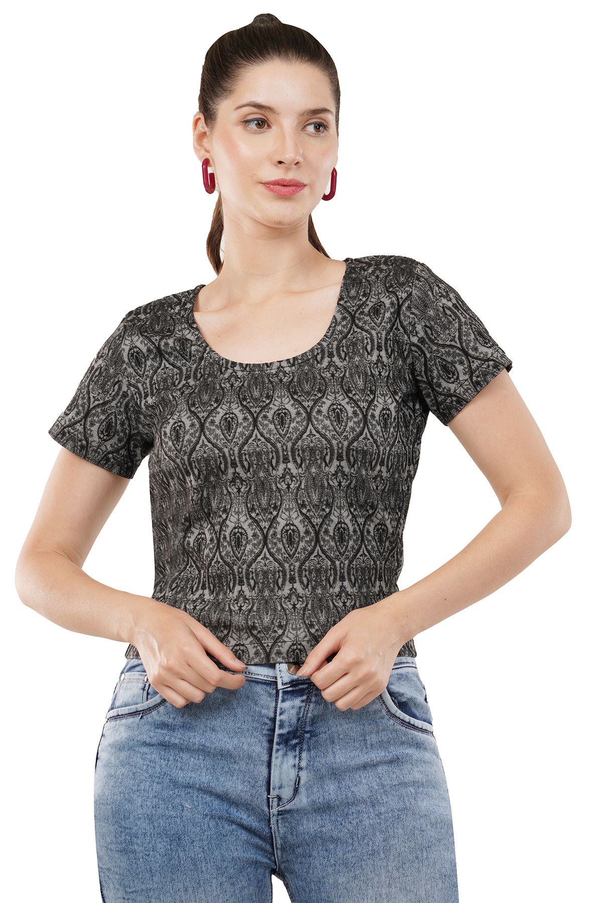 Women Textured Jacquared Top