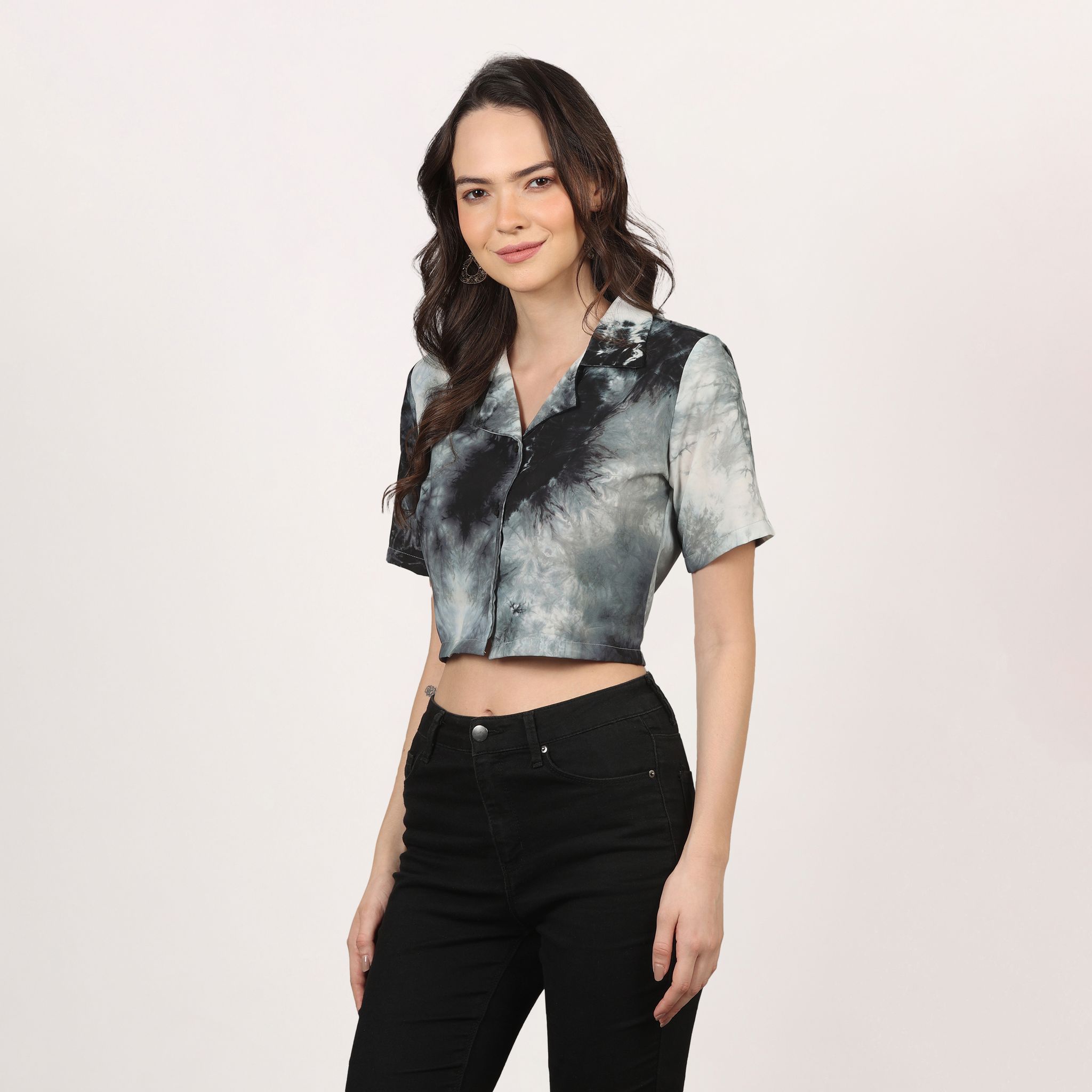 Women Stylish Tie & Dye Crop Shirt