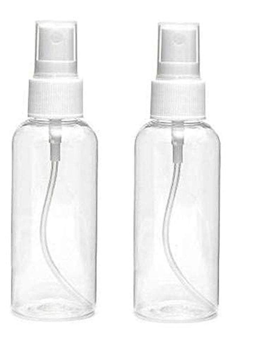 Transparent Plastic Empty Refillable Reusable Fine Mist Spray Bottle with Dust Cap 100 ml Spray Bottle(Combo & Pack of 2)