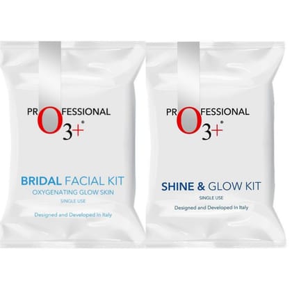 O3+ Bridal Facial Oxygenating Glow Skin Kit For Oily & Acne Prone Skin (81gm) + O3+ Shine & Glow Facial Kit For Instant Glow (32gm+6ml) Pack of 2