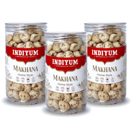 Indiyum Roasted Makhana Home Style Foxnut Snacks Jar 90g Pack Of 3