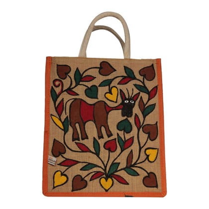 Jharcraft Jute Bag with Sohrai Painting (BG00694)